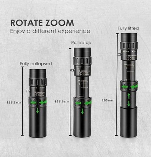 10-300x Zoom HD Portable Binoculars with Low Night Vision for Hunting