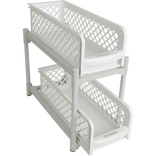 2 Tier Under Sink Sliding Basket Shelves