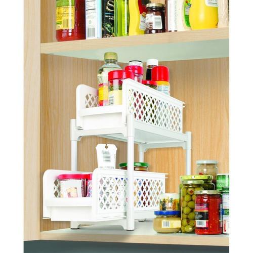 2 Tier Under Sink Sliding Basket Shelves