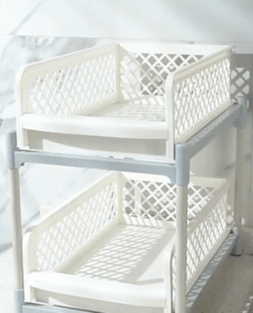 2 Tier Under Sink Sliding Basket Shelves