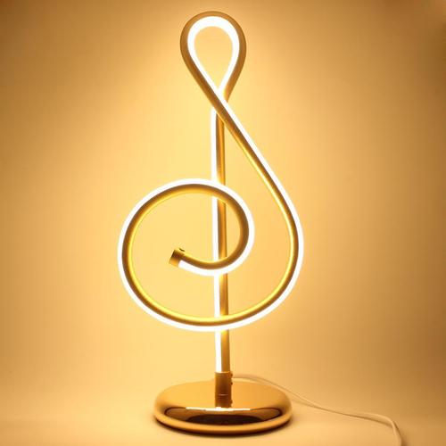 21W Modern Golden Music Note LED Desk Lamp for Bedroom Bedside Night Light