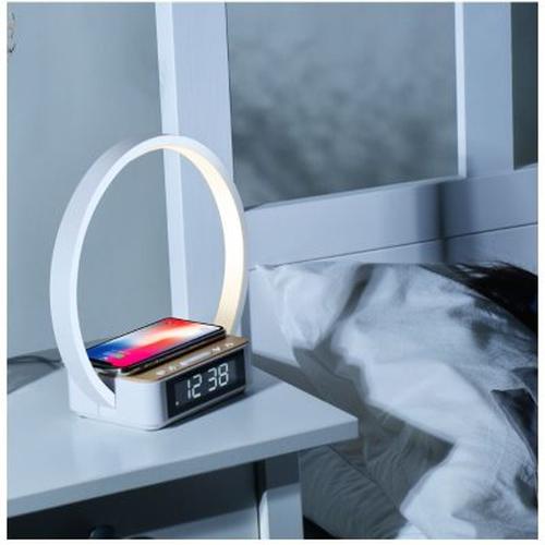 3-in-1 Wireless Charging Bedside Lamp with Alarm Clock and Dimmable Reading Light for Bedroom