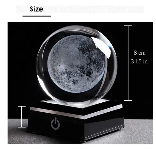 3D Crystal Moon Lamp with Galaxy and Astronaut