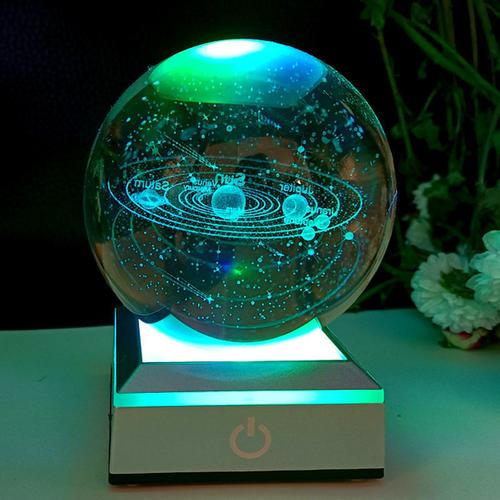 3D Crystal Moon Lamp with Galaxy and Astronaut