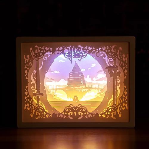 3D Paper Carving Night Light - Papercut Lightbox LED Table Lamp Home Decor