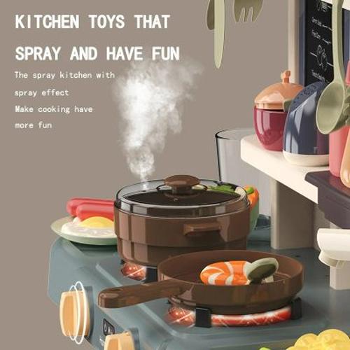 42-Piece Kids Pretend Play Kitchen Toys with Spray Water and ABS Dinnerware