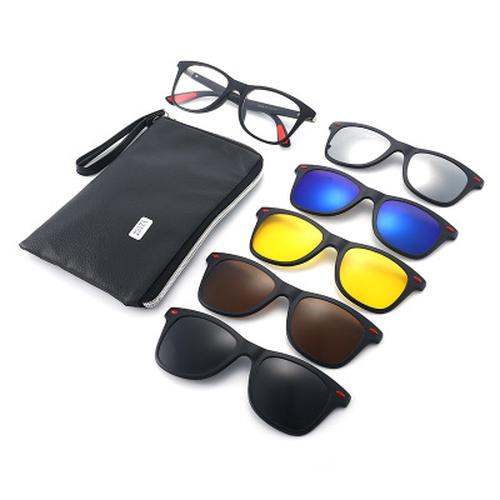 5 in 1 Polarized Magnetic Clip on Sunglasses - Night Driving Glasses