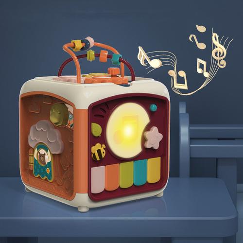 7-in-1 Activity Cube for Infants with Hand Beat Drum Puzzle and Music