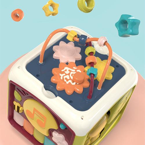 7-in-1 Activity Cube for Infants with Hand Beat Drum Puzzle and Music