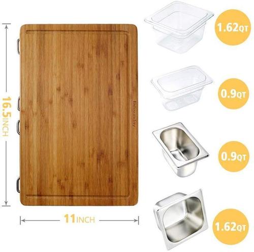 Bamboo Cutting Board With Trays Storage Box Smooth Multifunction Practical