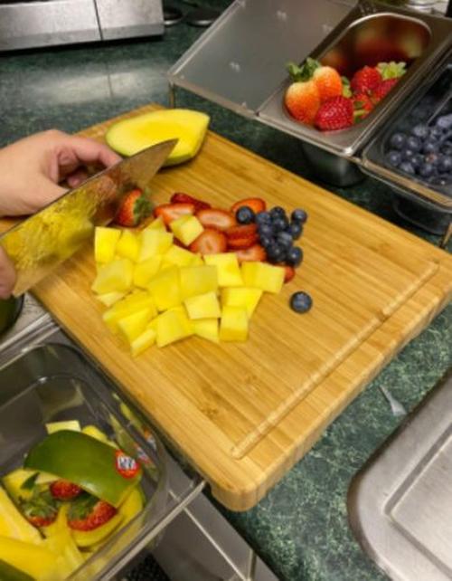 Bamboo Cutting Board With Trays Storage Box Smooth Multifunction Practical photo review