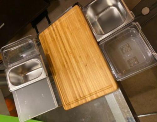 Bamboo Cutting Board With Trays Storage Box Smooth Multifunction Practical photo review