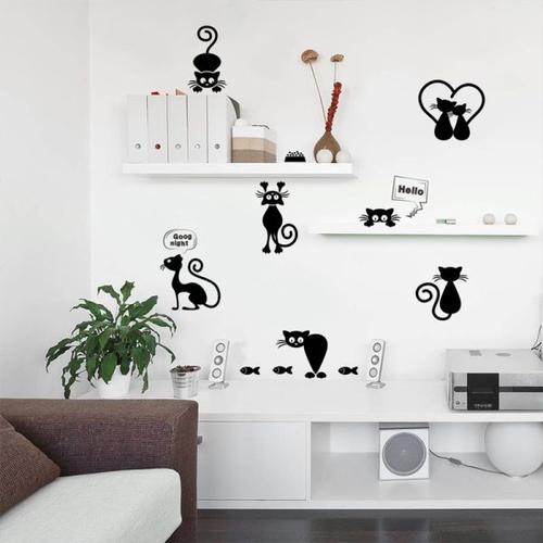 Cartoon Black Cat Switch Sticker for Home Decor