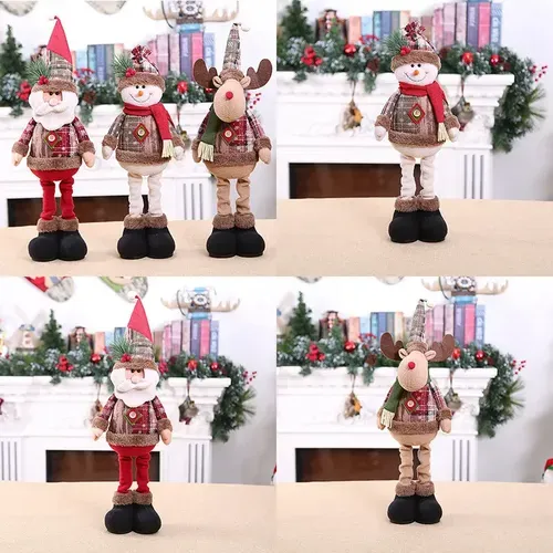 Christmas Dolls Tree Decor with Reindeer Snowman Santa Claus for Home Decoration