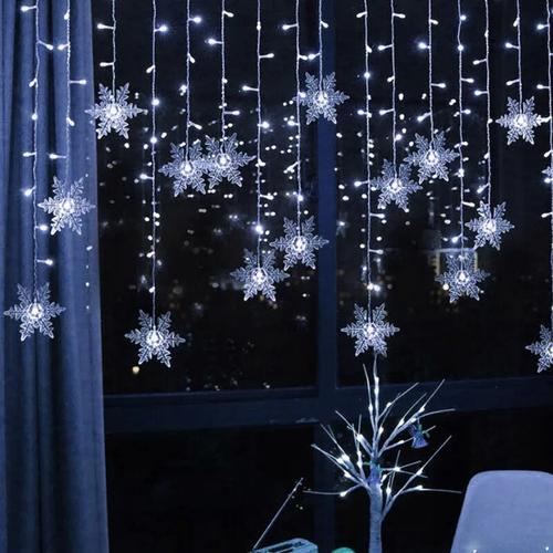 Christmas Snowflake Curtain Lights - Outdoor Garland for Home, Party, Garden