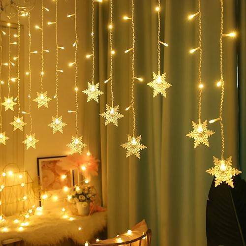 Christmas Snowflake Curtain Lights - Outdoor Garland for Home, Party, Garden