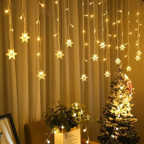 Christmas Snowflake Curtain Lights - Outdoor Garland for Home, Party, Garden