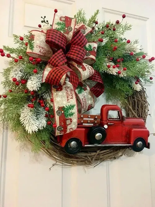 Christmas Wooden Car Garland Door Wall Hanging Decoration for Xmas Home Decor