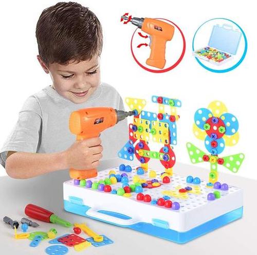 Creative Educational Building Blocks Sets with Toy Drill &amp; Screwdriver Tool Set