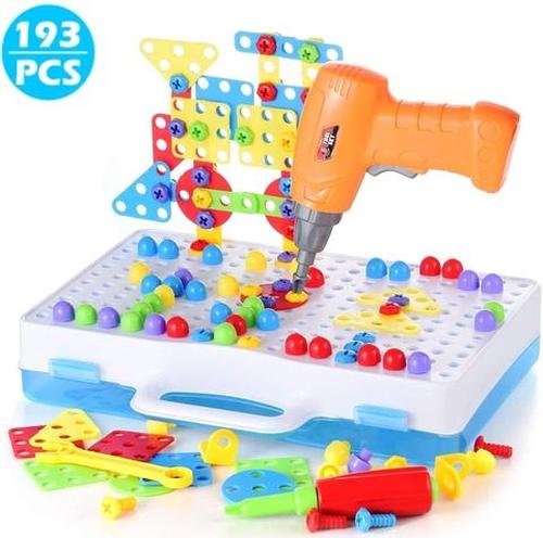 Creative Educational Building Blocks Sets with Toy Drill &amp; Screwdriver Tool Set