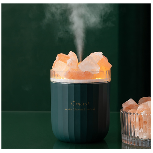 Crystal Aromatherapy Humidifier with Colorful Salt Stone Lamp