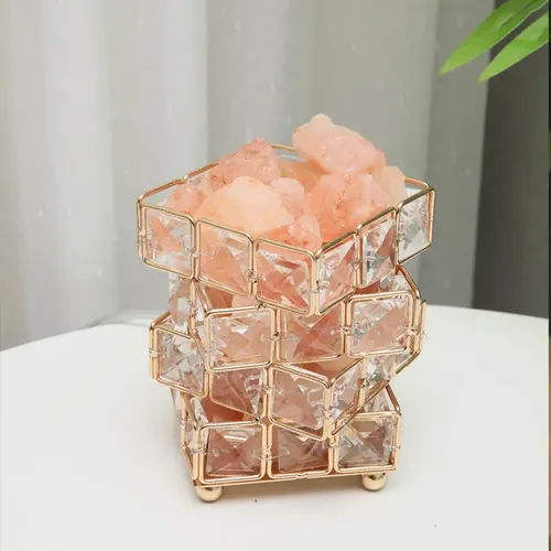 Crystal Cube Table Lamp with USB Charging