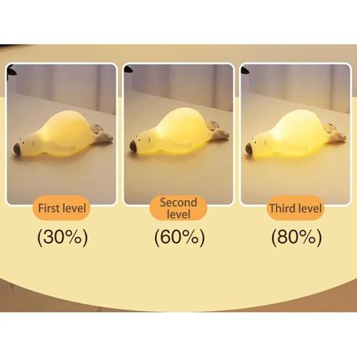 Cute Bear Silicone Night Light with 3 Levels of Atmosphere for Children's Bedroom Bedside Decor