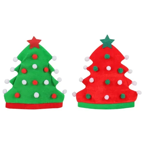 Cute Red and Green Christmas Tree Hat for Xmas Decoration