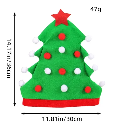 Cute Red and Green Christmas Tree Hat for Xmas Decoration