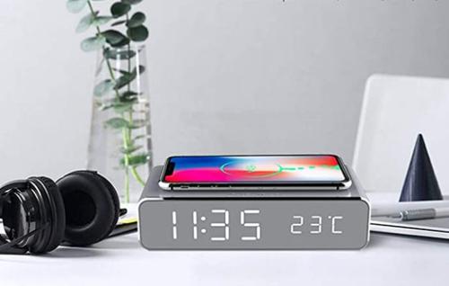 Digital Alarm Clock With Wireless Charger