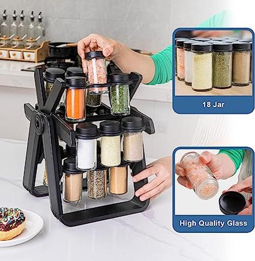 Ferris Wheel Rotating Glass Seasoning Rack 18-Piece Set