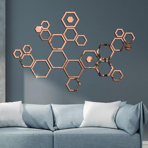 Hexagon 3D Mirror Wall Stickers for Living Room Bedroom Honeycomb Decor