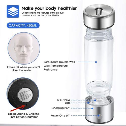 Hydrogen Water Bottle, Portable Water Lonizer, Rechargeable Quantum Hydrogen-rich Water Cup