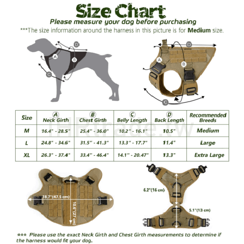 Ihrtrade Tactical Dog Harness For Large Dogs With Handle And Molle &amp; Loop Panels