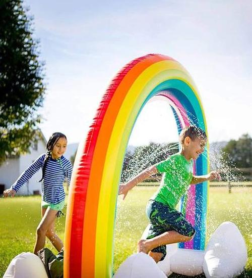 Inflatable Rainbow Cloud Yard Sprinkler Archway- Lawn Beach Outdoor Toys