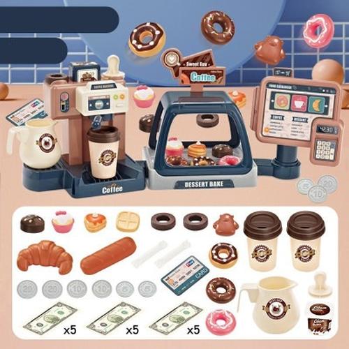 Kids Coffee Machine Toy Set with Simulation Food for Pretend Play