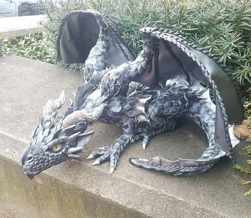 Large Squatting Dragon Sculpture