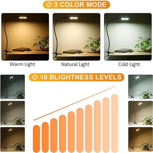 LED Flexible Gooseneck Desk Lamp with 3 Color Modes and 10 Brightness Levels