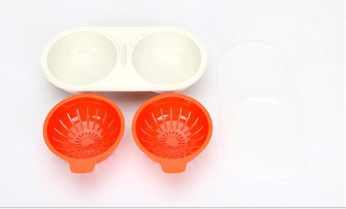 Microwave Egg Poacher Food Grade Cookware Double Cup Egg Boiler