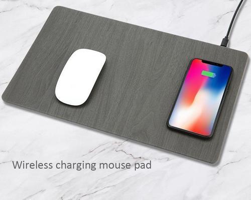 Mobile Phone Qi Wireless Charger Charging Mouse Pad Mat PU Leather Mousepad