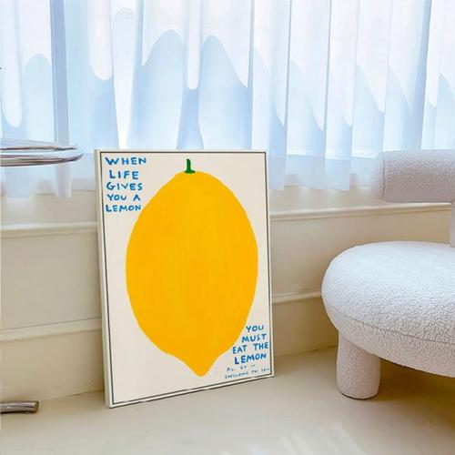 Nordic Orange Lemon Blue Chair Canvas Painting - Bedroom Living Room Decor