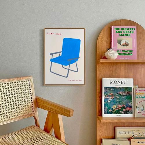 Nordic Orange Lemon Blue Chair Canvas Painting - Bedroom Living Room Decor