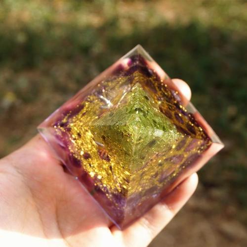 Orgonite Tree of Life Peridot Pyramid