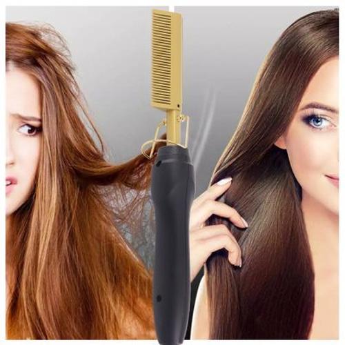 Portable Anti-Scald Straightening Brush with Heating Comb for Hair Curling