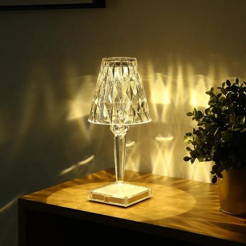 Rechargeable Diamond Table Lamp with Touch Control, Color Changing LED Light for Bedroom, Living Room, Office