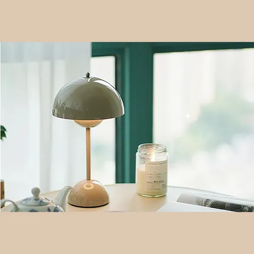 Rechargeable Mushroom Flower Bud LED Table Lamp with Touch Control for Bedroom, Restaurant, Cafe, Modern Decor