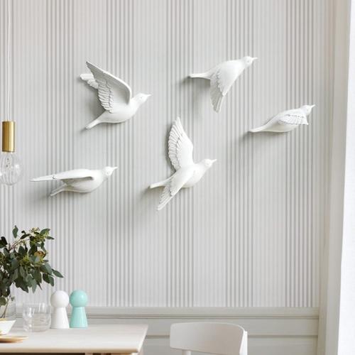 Resin Birds Wall Decor for Living Room - Creative 3D Animal Mural Sticker