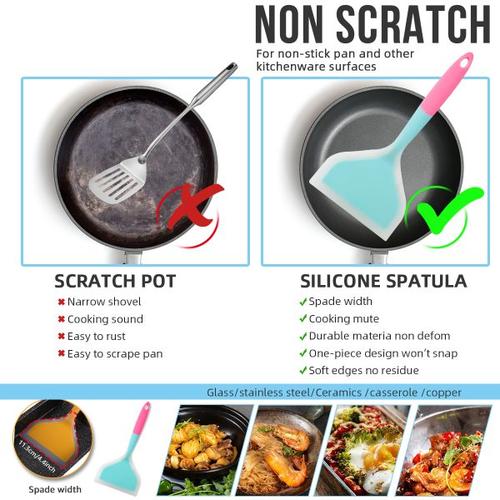 Silicone Spatula for Cooking Meat, Egg, Pizza - Non-Stick, Wide, Color Randomly