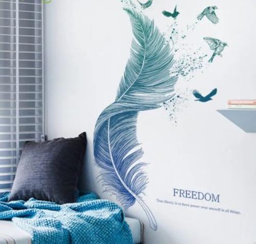 Simple Feather Wallpaper Bedroom Living Room Decoration Art