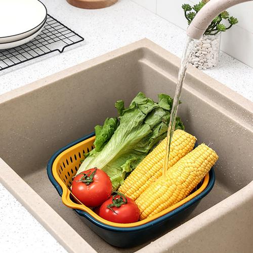 Small Kitchen Double Drain Basket with Handles